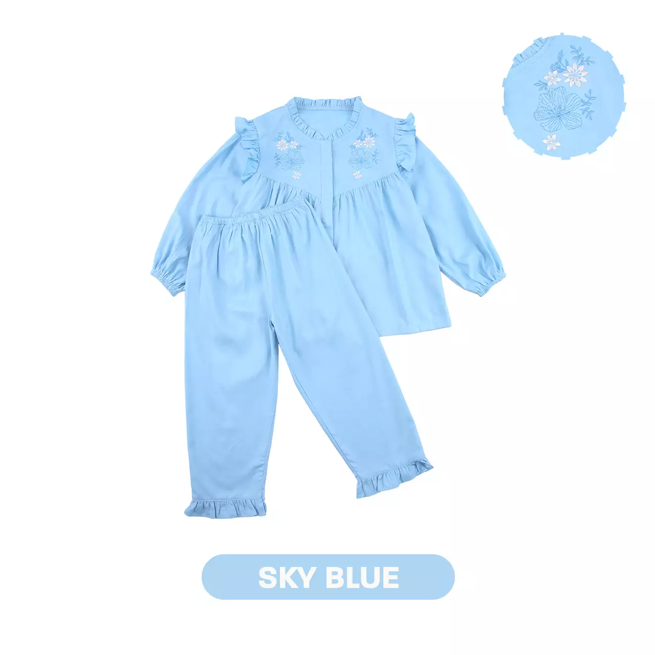 Mooi Setelan Anak Perempuan Raya Collection Hagia Tunik Set Basic Series 2026 - Sky Blue