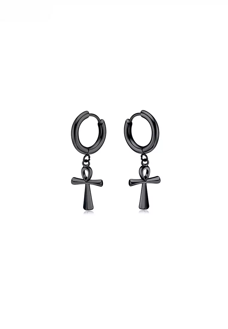 Buy HAPPY FRIDAYS Unisex Titanium Steel Drop Cross Earrings JW OK