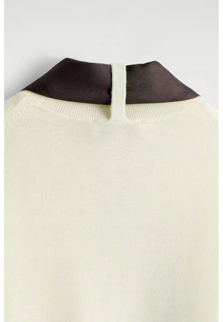 SCARF-DETAIL MERINO WOOL T-SHIRT