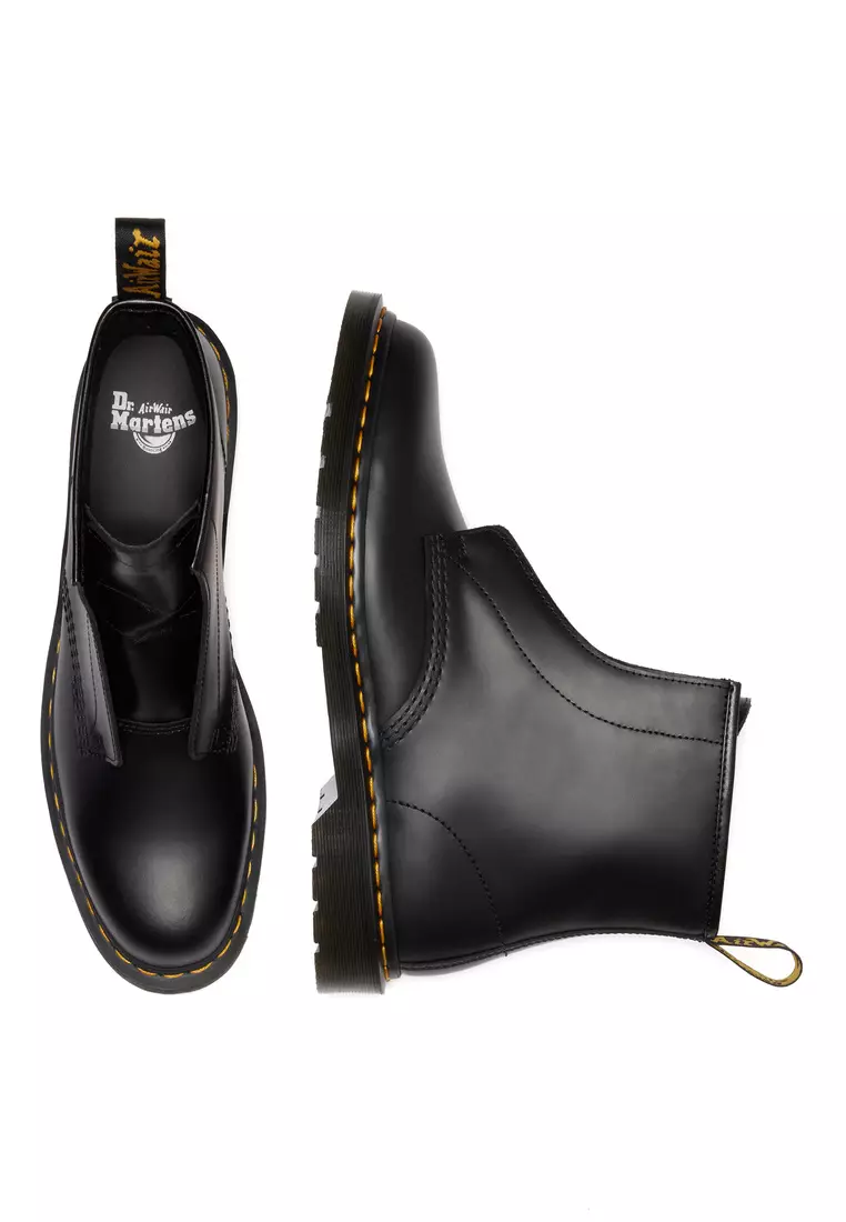 1460 LACELESS Smooth Leather Slip On Black Boots - Men