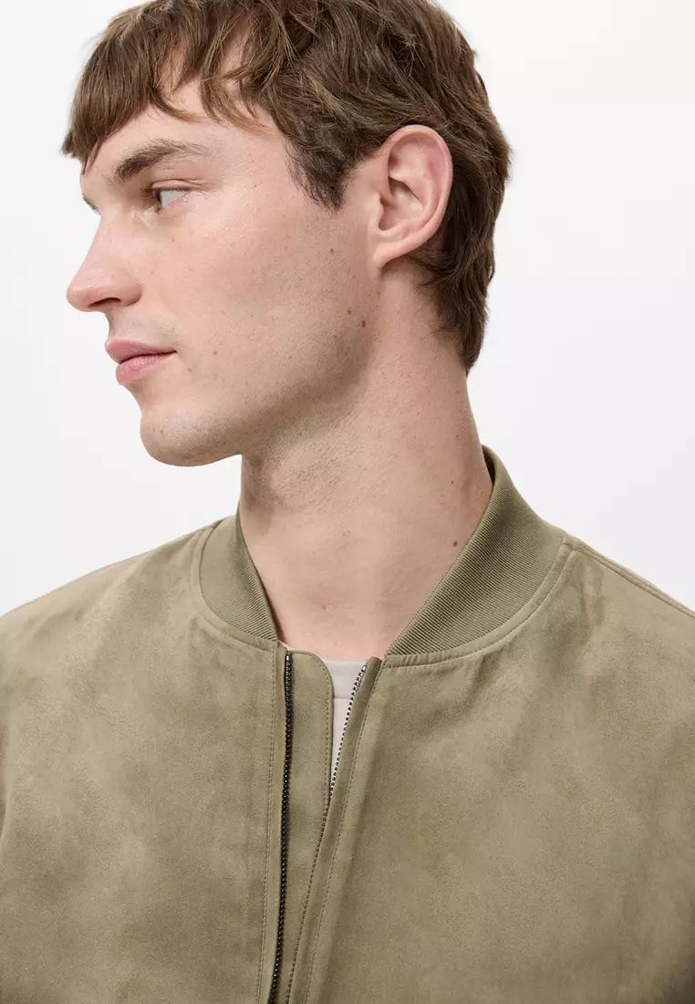 Suede-Effect Bomber Jacket