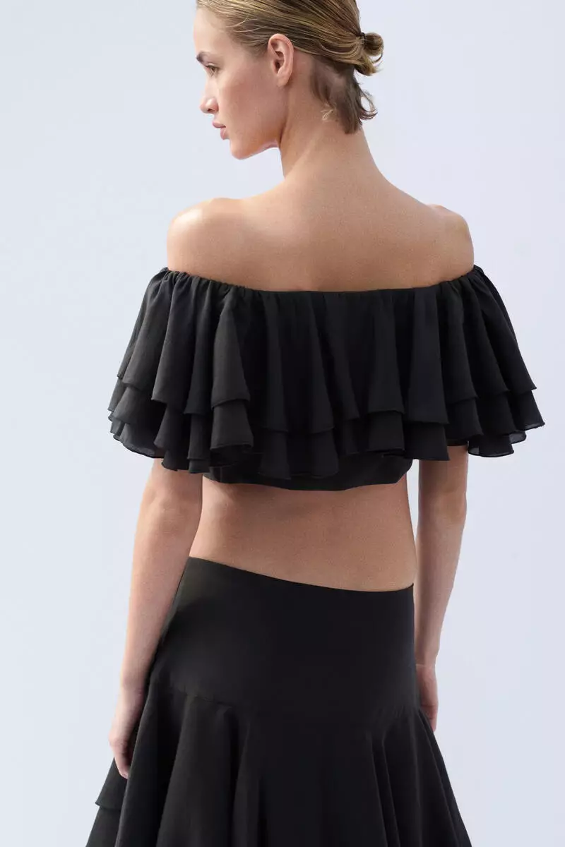 Flounced off-the-shoulder top