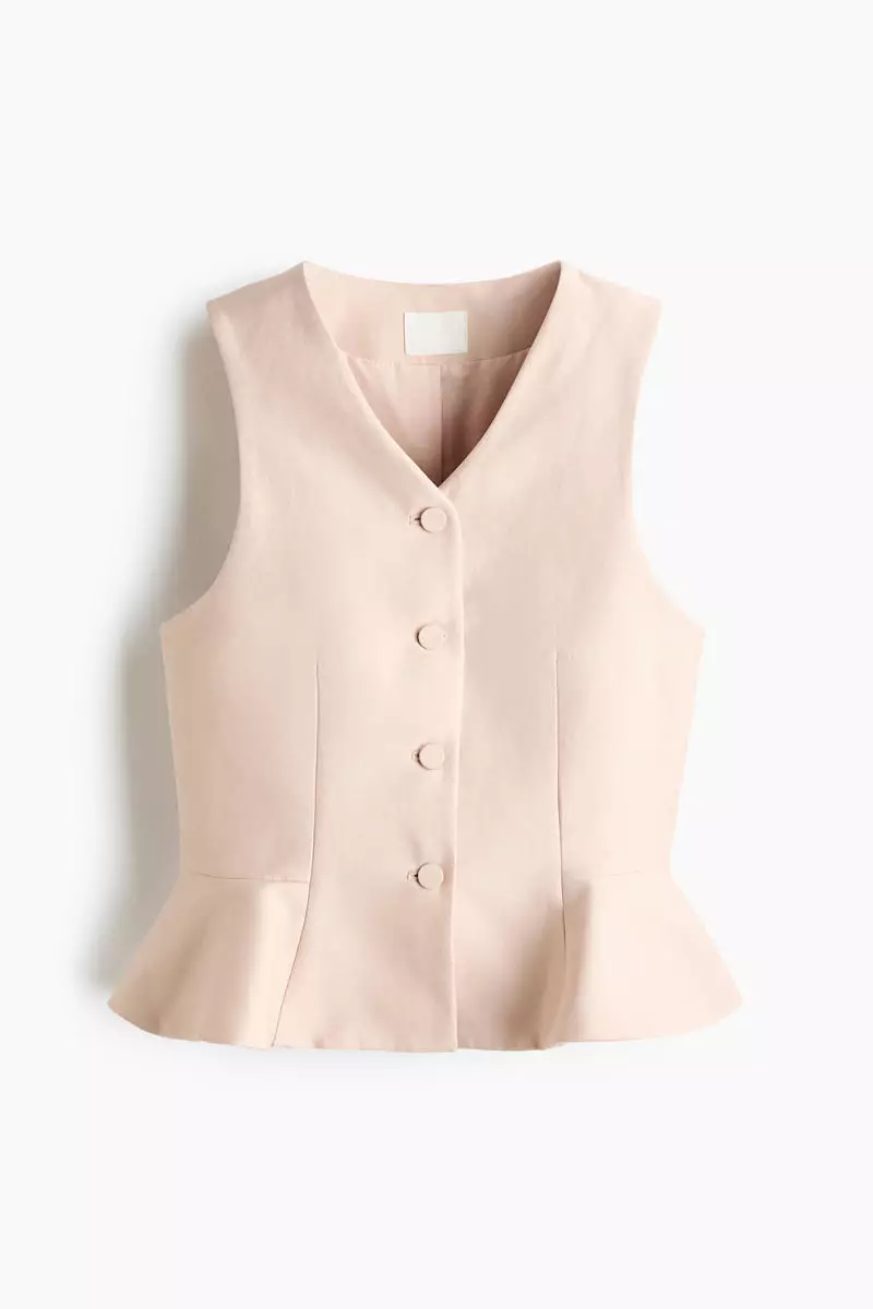 V-neck peplum waistcoat