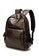 Lara brown Men's Minimalist Soft PU Leather Zipper Backpack - Brown 6DBAFAC2926EB0GS_2