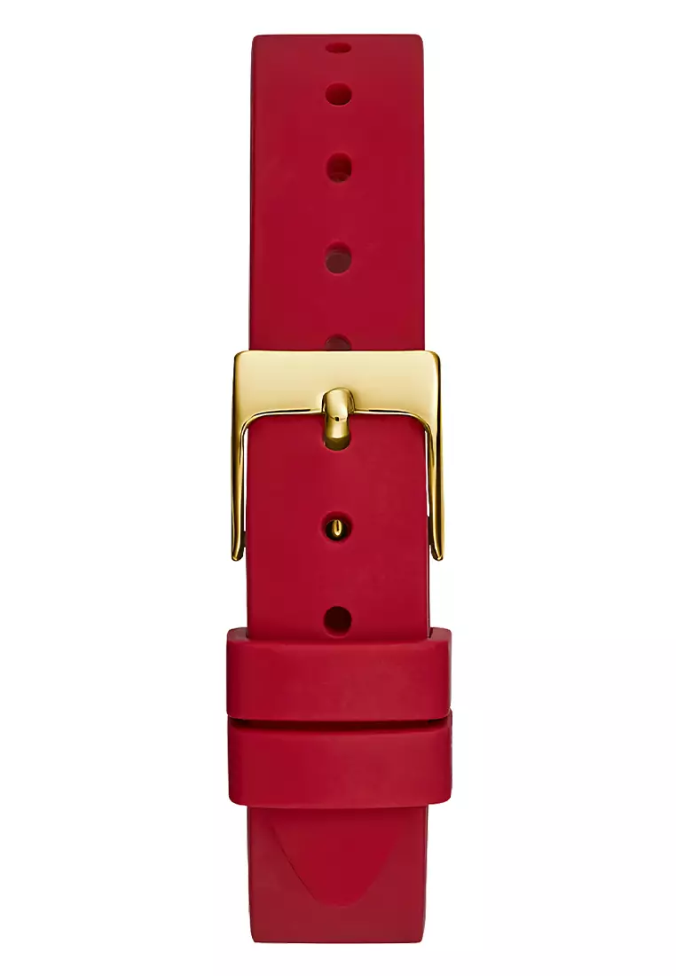 Guess GW0469L1 - Jam Tangan Wanita - Gold - Red Silicone Strap