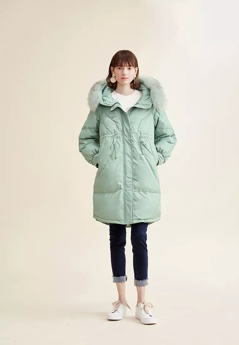 Down coat with hot sale real fur collar