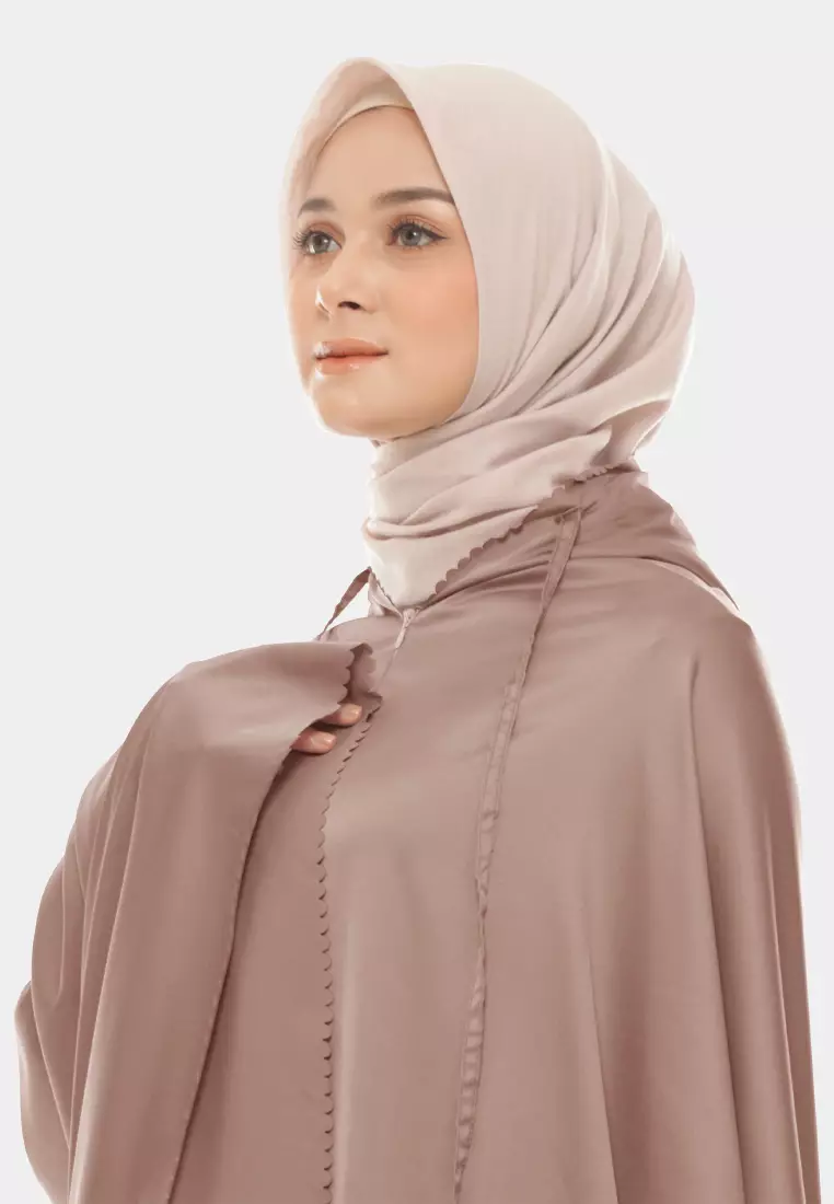 Ayesha Mukena 2in1 Prayer Set Polos Lasercuting Armani Silk Premium By Cotton Bee - Rosy Brown