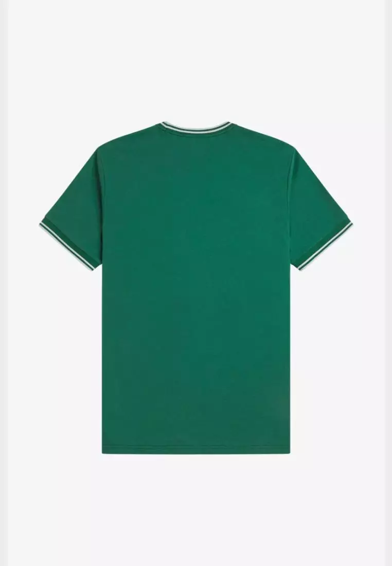 Fred Perry M1588 Twin Tipped T-Shirt (Sport Green / Light Ice / Light Ice)