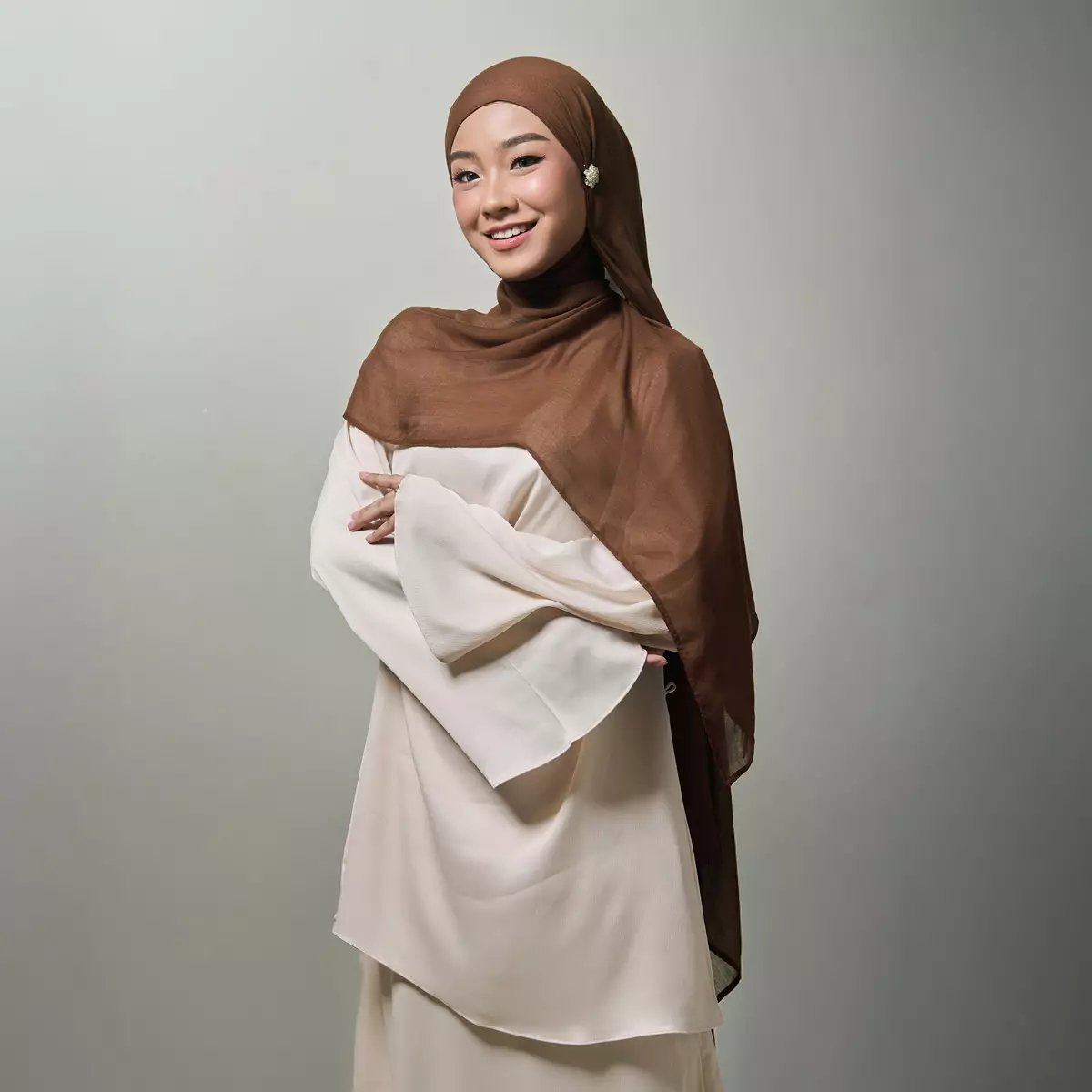 [New Collection] ZM Zaskia Mecca - Leeya Cinnamon Pashmina Viscose Muslim - Jilbab Bahan Viscose Premium
