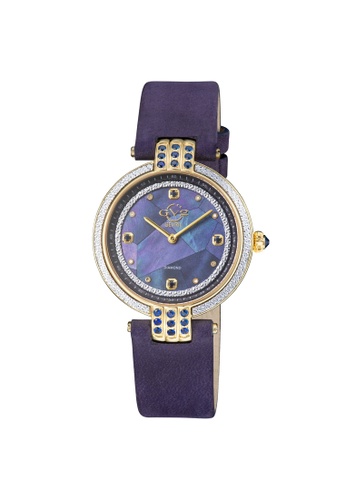 Gevril blue GV2 Matera Women's Swiss Quartz Blue Mother of Pearl Dial Blue Marine Suede Strap Diamond Watch 0187DAC82DF3CEGS_1