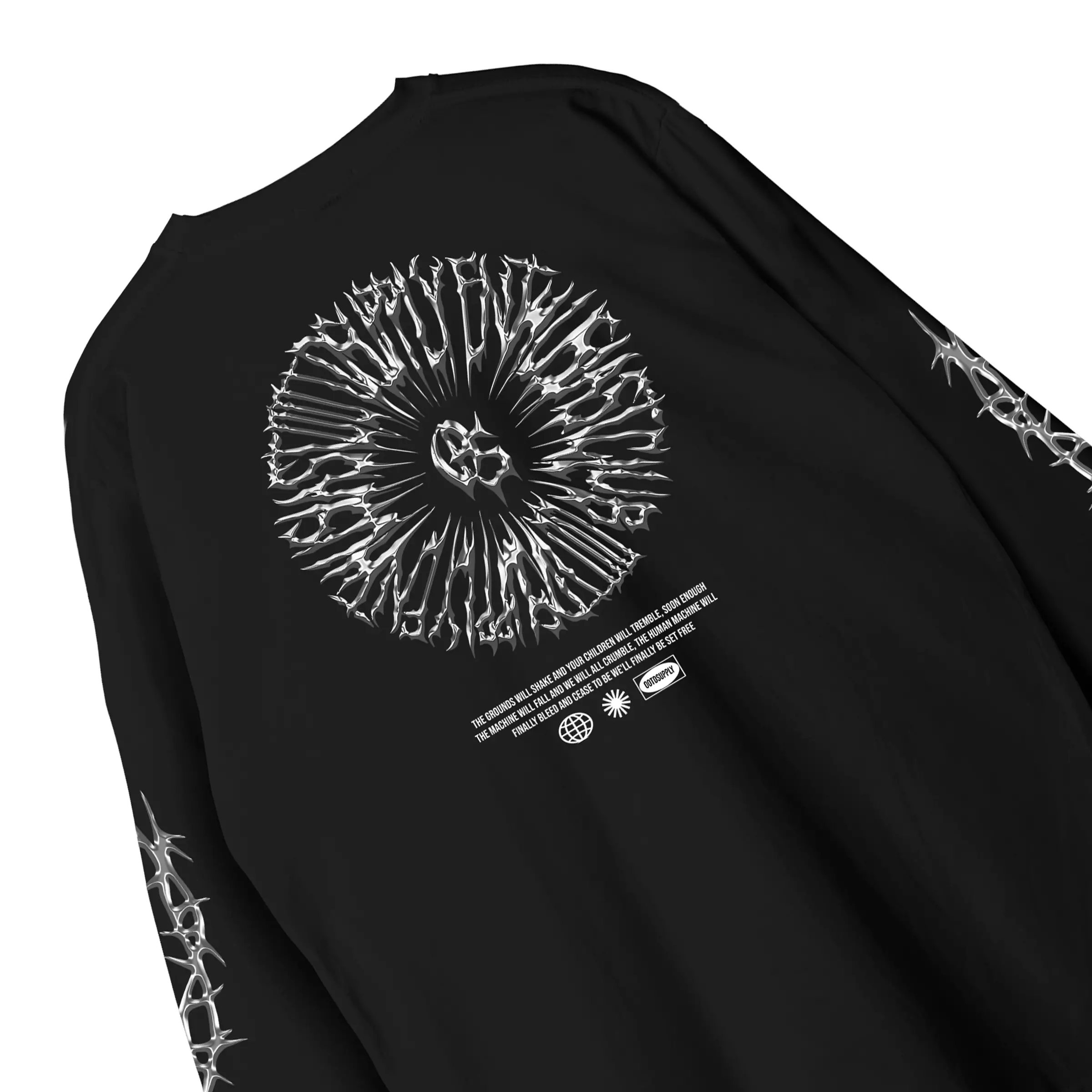 OOTDSUPPLY Longsleeve Steel Force Black l Kaos Lengan Panjang Pria dan Wanita LS021