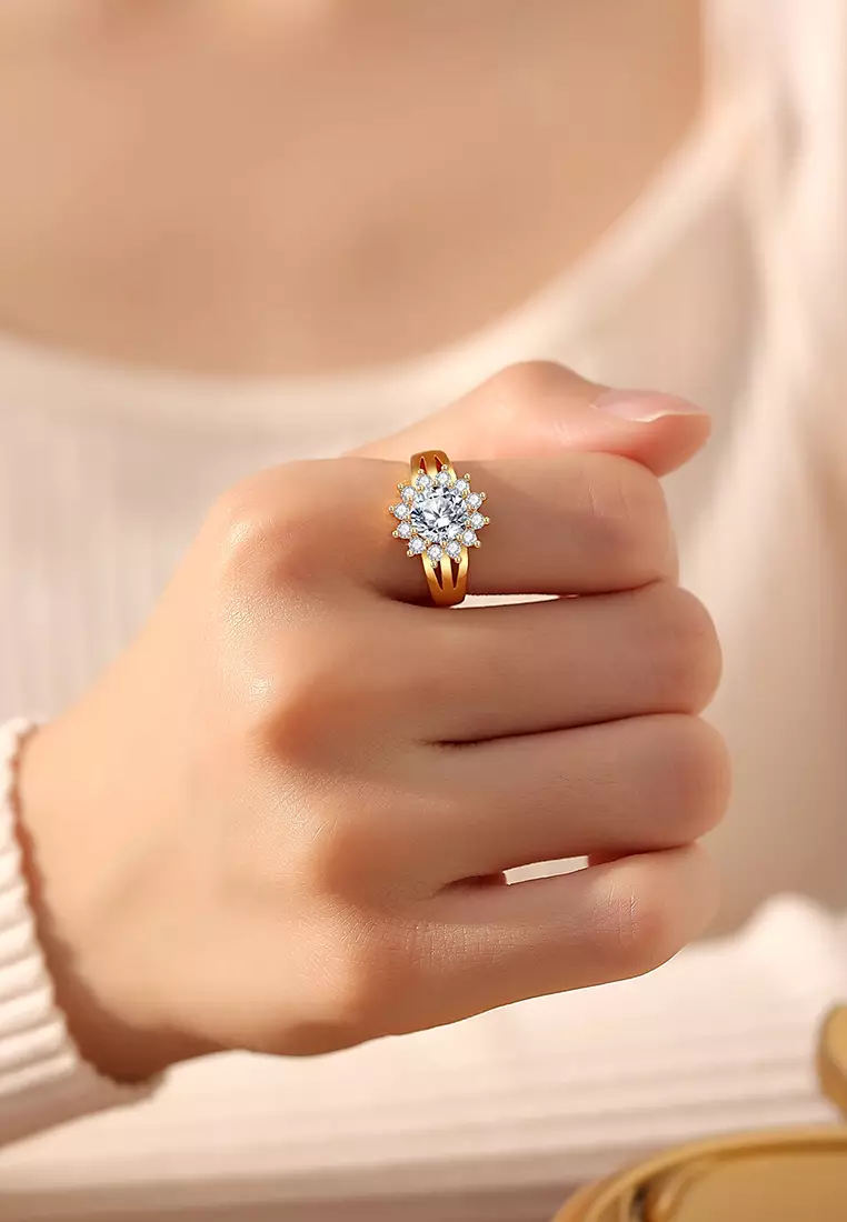 Cincin Wanita Original R020 Korea Berlian Titanium Perhiasan Cewek Adjustable Rings Kotak Indah