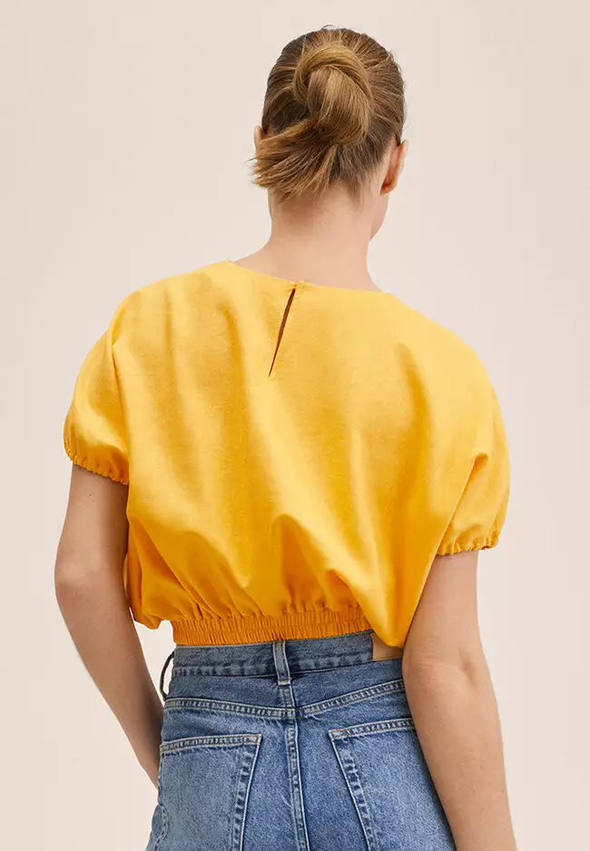 Buy Mango Linen Crop Blouse 2024 Online ZALORA Philippines