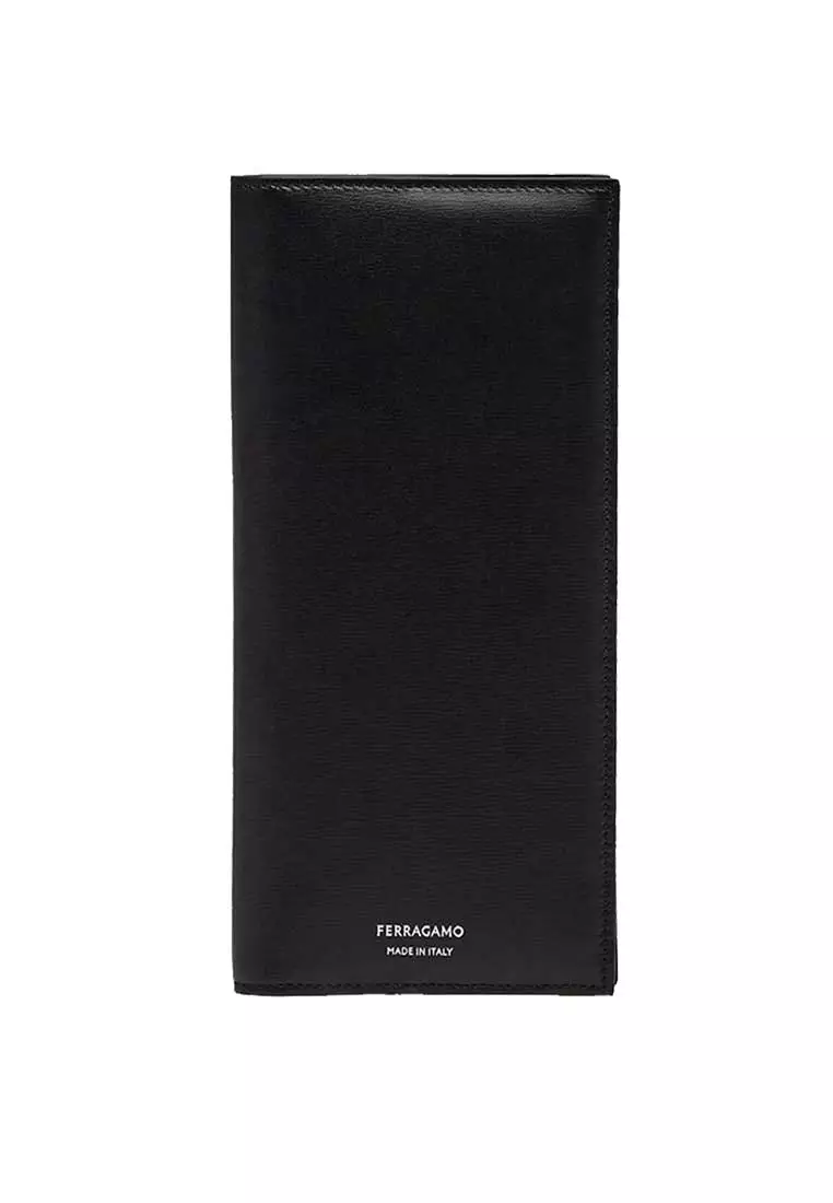Classic Men's Leather Slim Long Bifold Wallet Black 770106