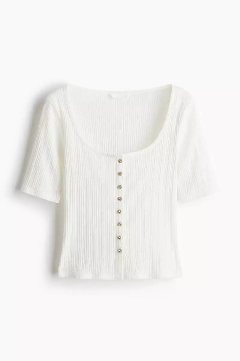 Pointelle-knit top