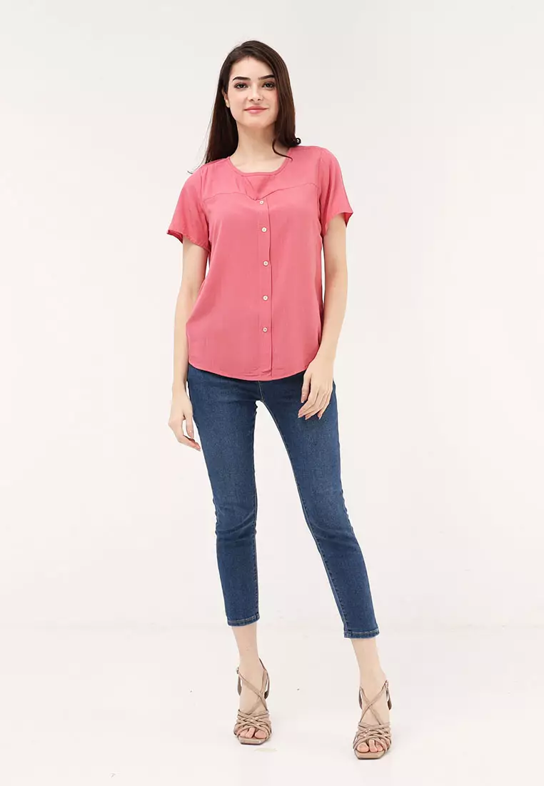 Short Sleeves Roundneck Blouse