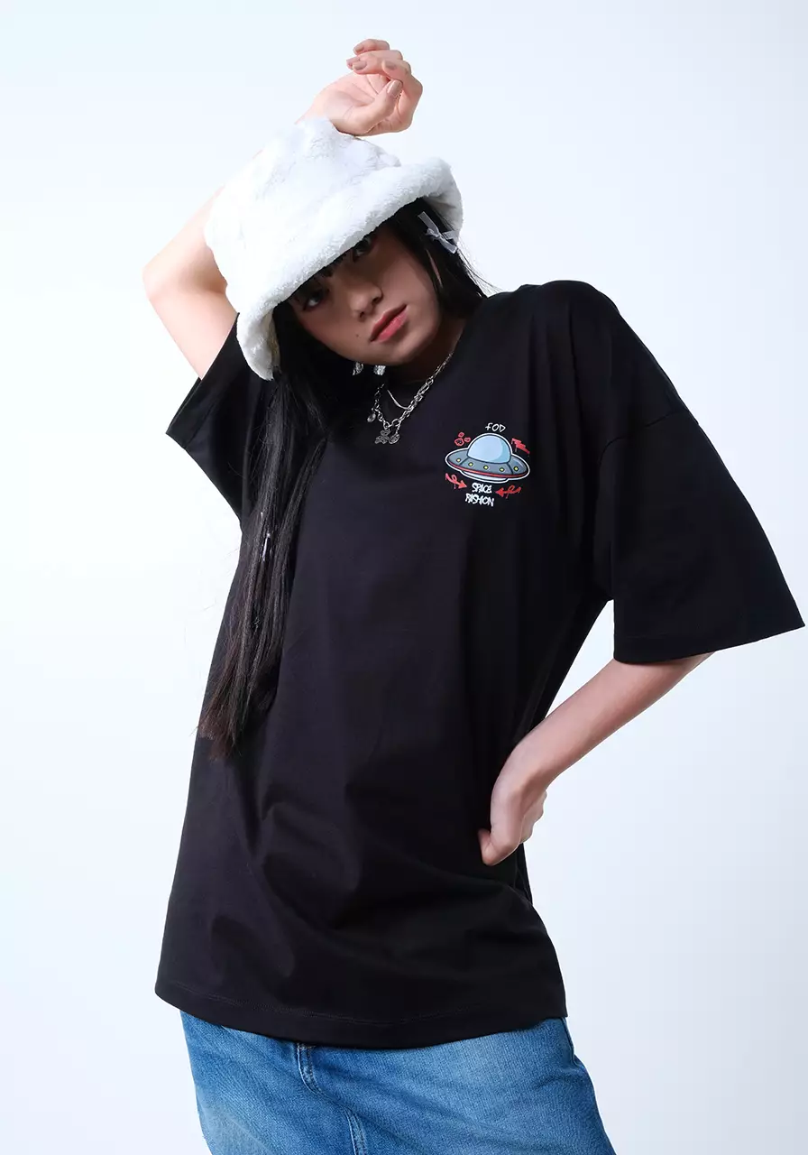 Kaos Oversize Unisex Alien Black