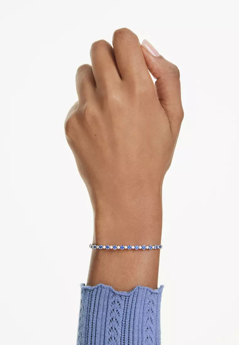Matrix Tennis bracelet, Mixed round cuts, Pink, Rhodium plated