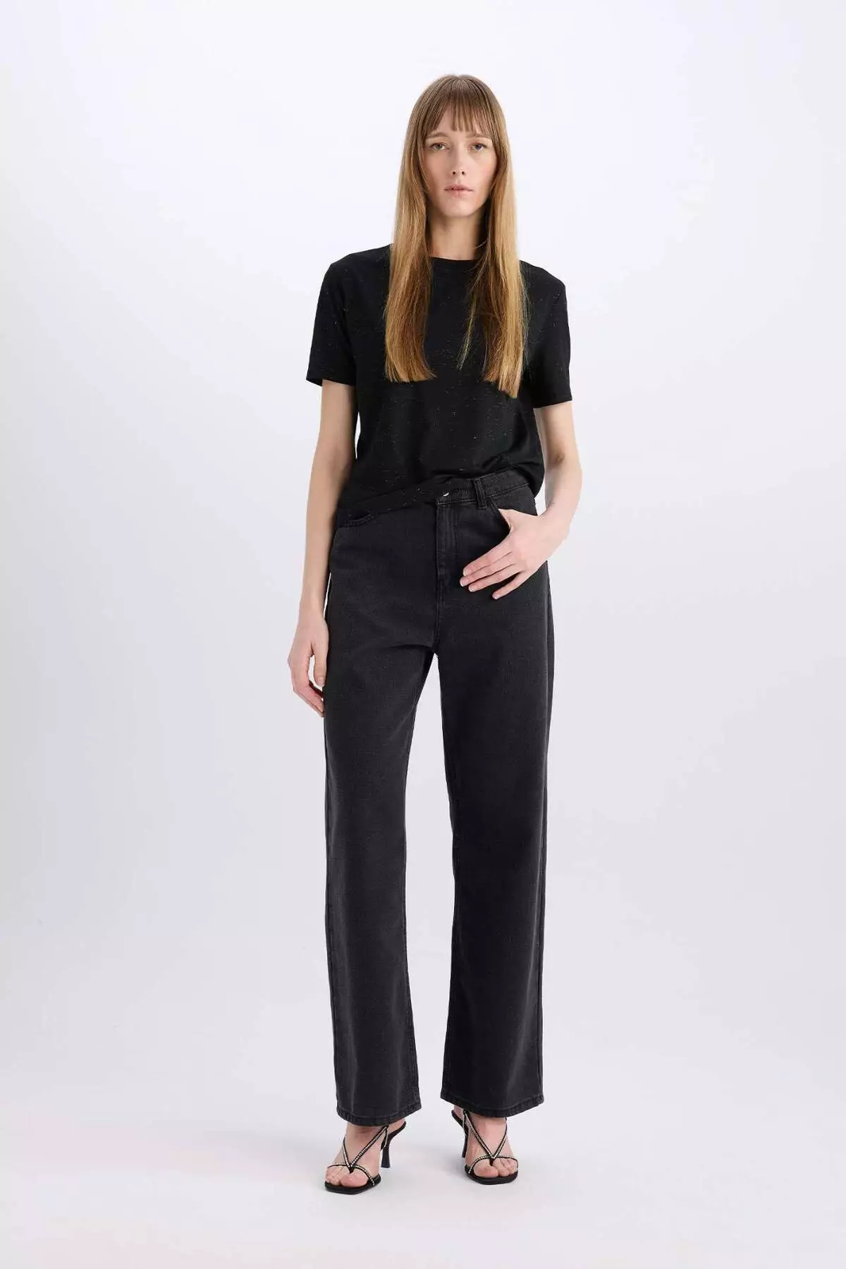 Relax Fit Crew Neck Silvery Fabric Short Sleeve T-Shirt C1662Ax25Sp