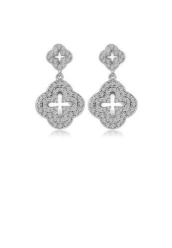 Glamorousky white Fashion Simple Four-leafed Clover Earrings with Cubic Zirconia 869E5ACC5B606CGS_1