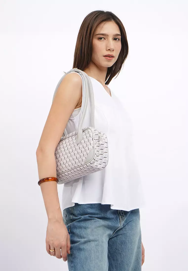 Light Grey Leather Shoulder Bag