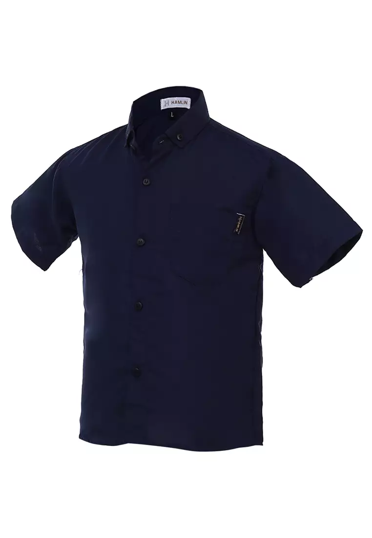Juste Kemeja Formal Anak Laki-laki Lengan Pendek Motif Polos Kids Shirt Comportable Material Cotton ORIGINAL - Navy