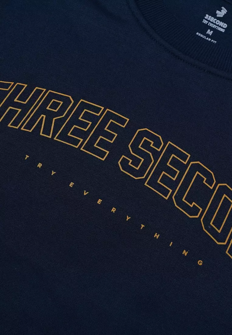 3Second Men's Jacket Crewneck Sweatshirt Regular Fit Fleece Threescnd Curved OL-C080425