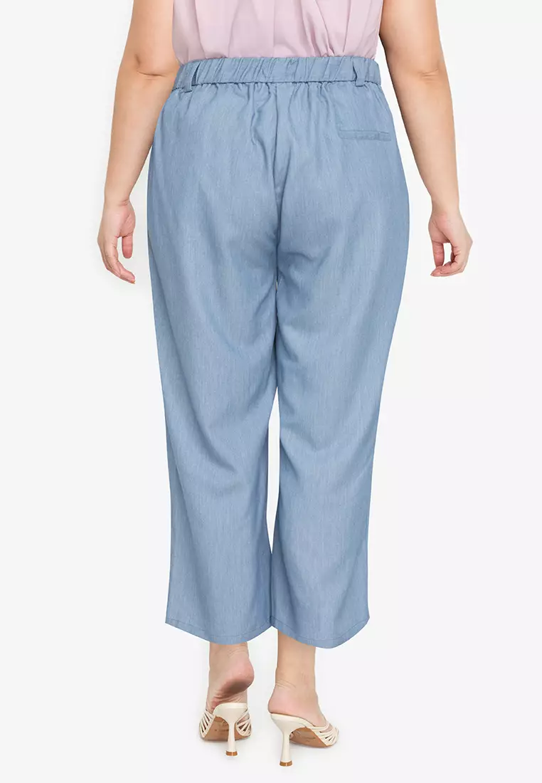 Plus size cotton top wide leg pants