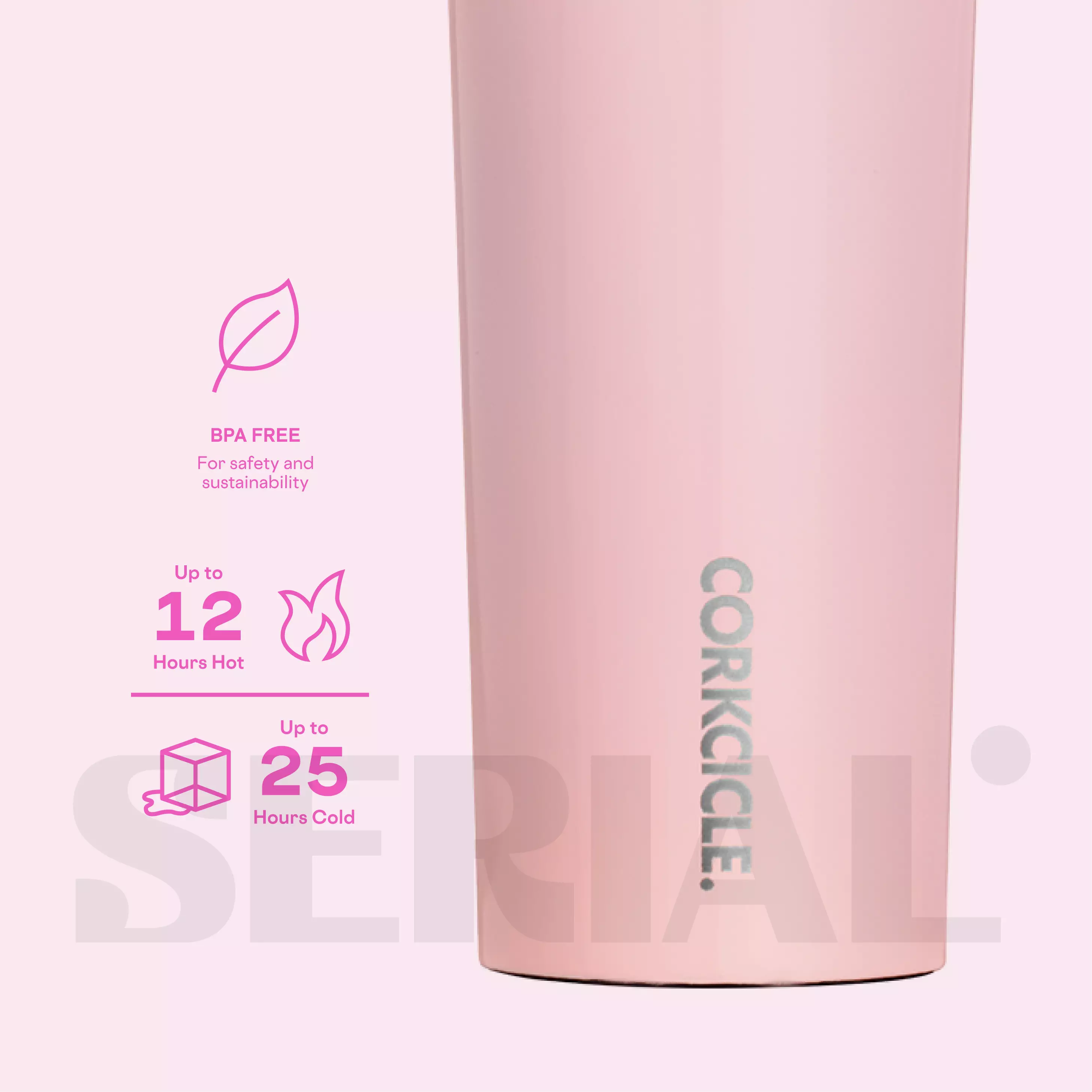 CORKCICLE® Canteen 16oz - Classic Rose Quartz
