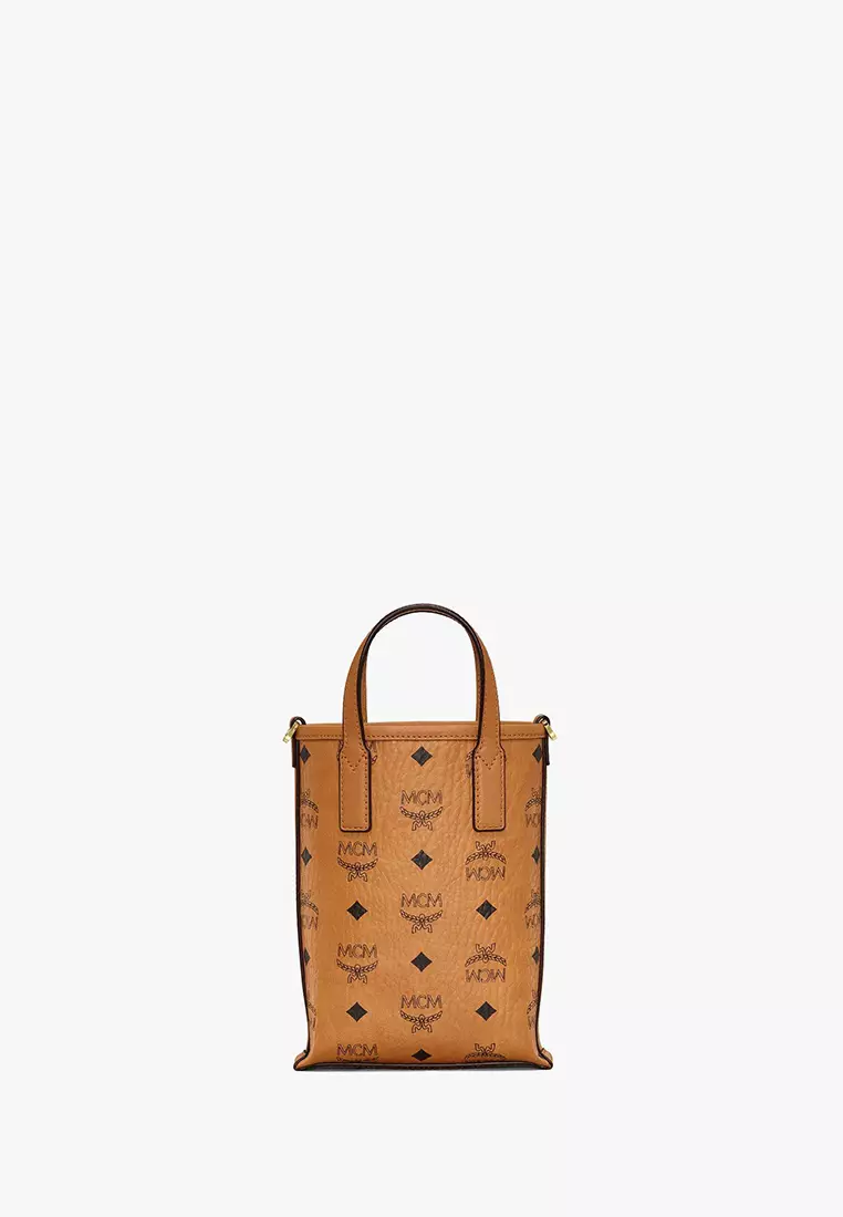 Mcm mini top on sale handle leather crossbody bag