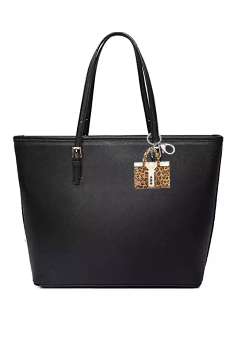 Leopard Print Bag Shaped KeyHolder Gantungan Kunci Wanita Aksesoris Tas Brown