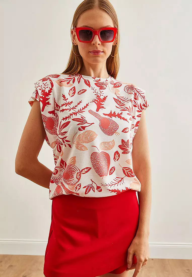 Sleeve Detailed Cotton T-Shirt