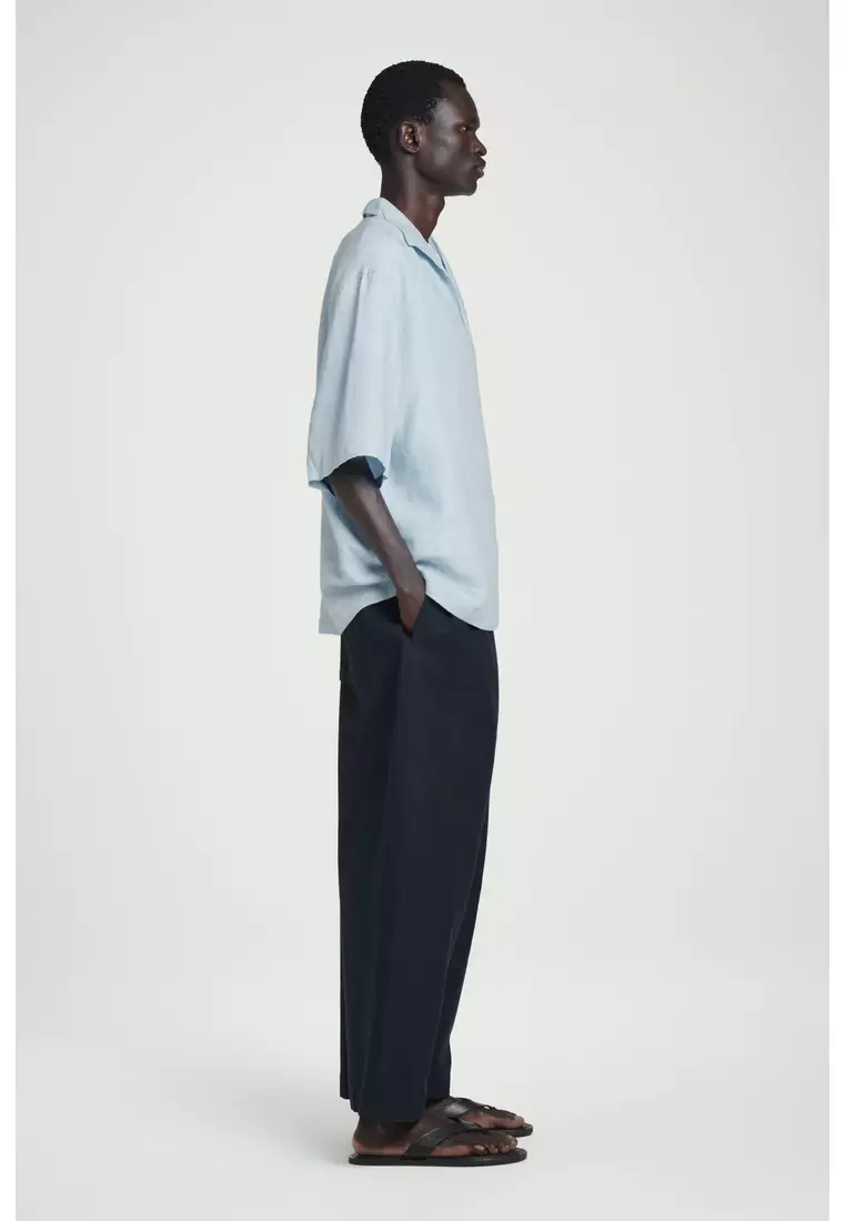 OPEN-COLLAR LINEN SHIRT