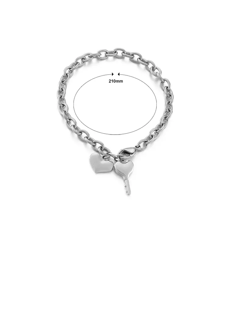 Simple and Fashion Heart-shaped Key 316L Stainless Steel Bracelet