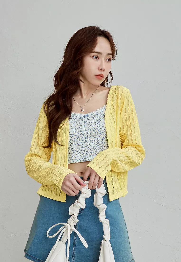 多色微透膚立體肌理外罩上衣《EA3965》