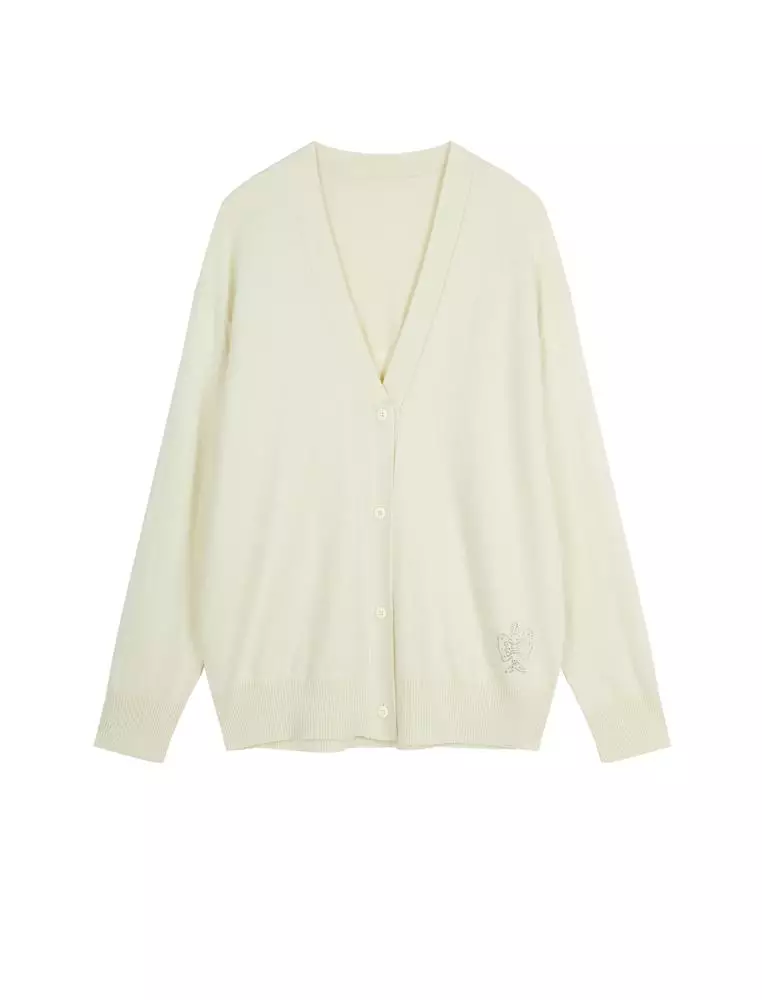 Midi V-Neck Cardigan Cashmere Sweater