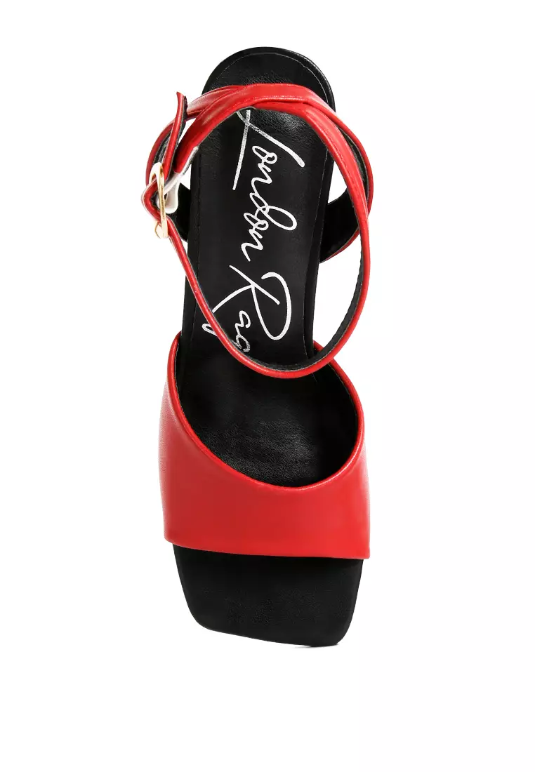 Red two strap on sale sandals