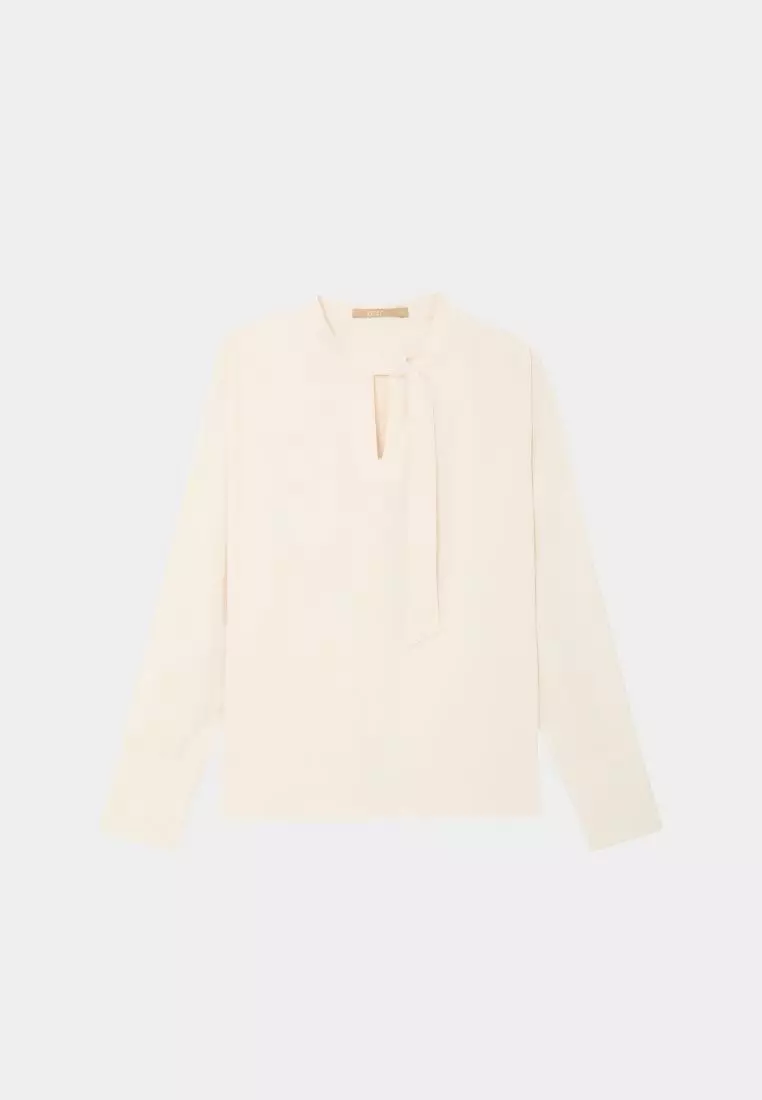 Cream White Tie Blouse