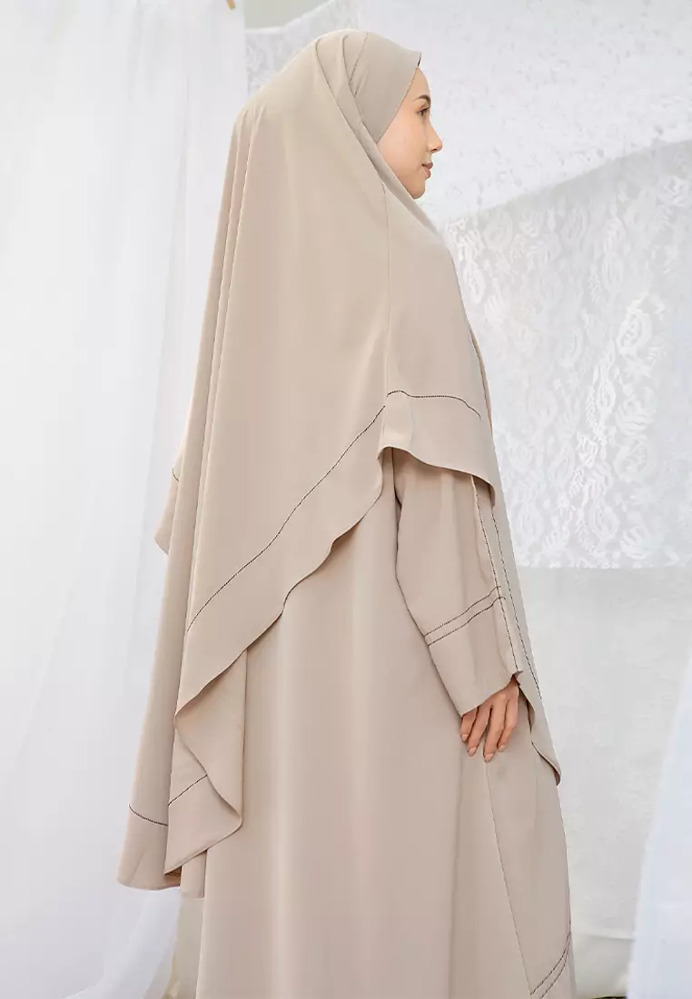 Havina Abaya Set Grey Cream