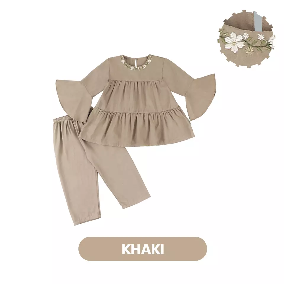 Mooi Setelan Anak Perempuan Raya Collection Nuha Tunik Set - Khaki