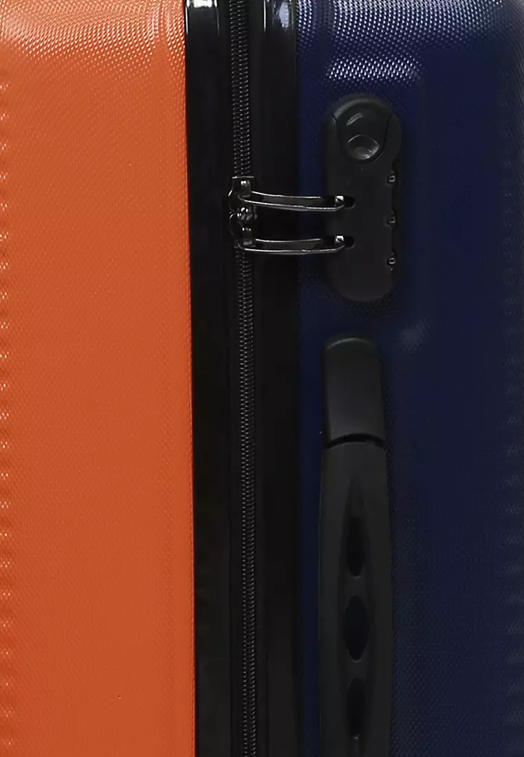 Carlton Koper Hardcase Unisex Size 20 Inch Dual Tone Color Large Compartment Suitcase Code Lock System Material ABS+PVC Coated ORIGINAL - Orange Blue