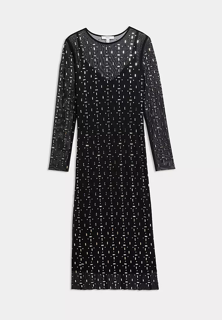 Embellished Midaxi Column Dress