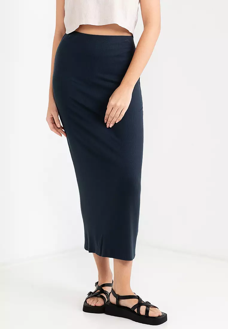 Womens cotton knit maxi skirt on sale