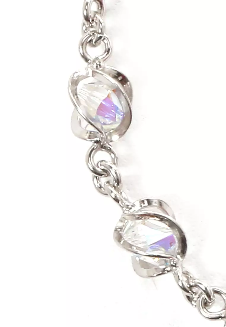 Bracelet Batu Kristal Perhiasan Aksesoris Wanita Perak - Putih