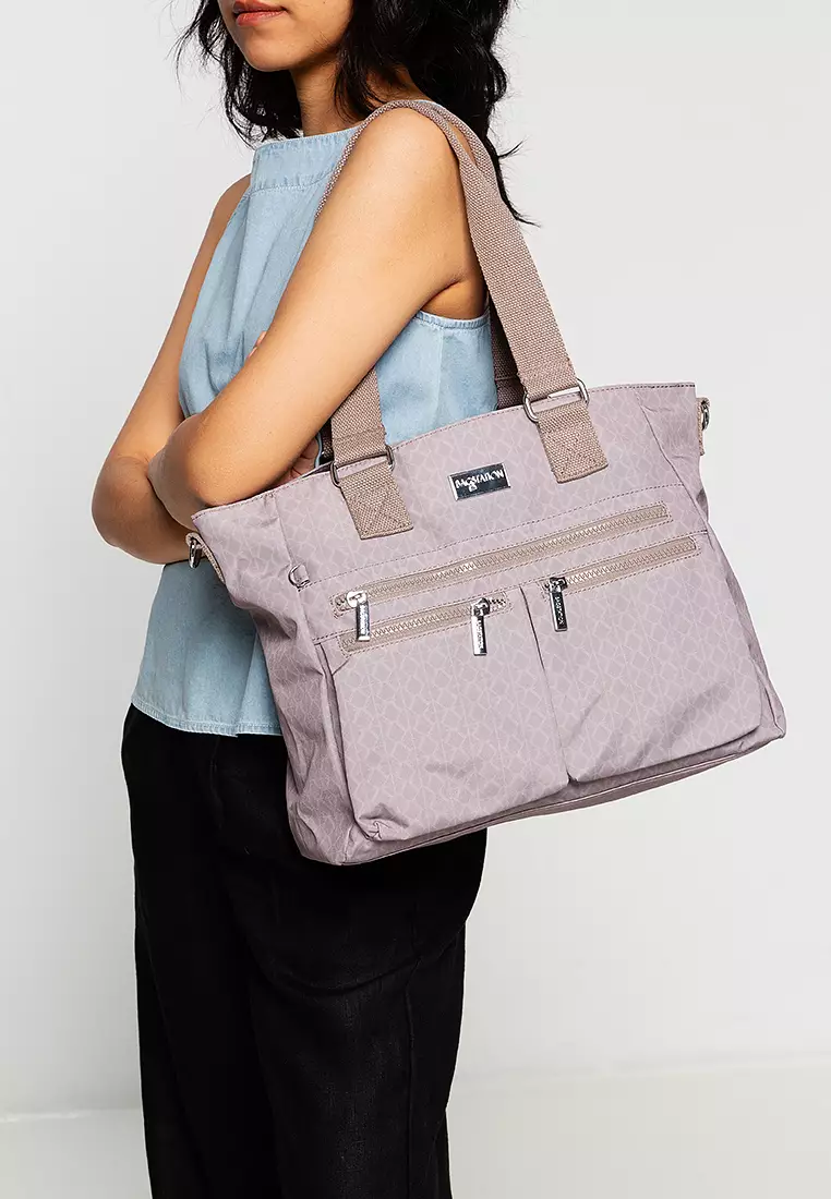 Printed Nylon Convertible Tote Bag