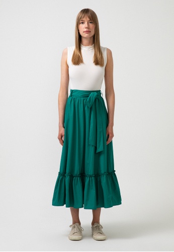Touche Prive green Poplin Skirt With Belt ABF79AA8204826GS_1