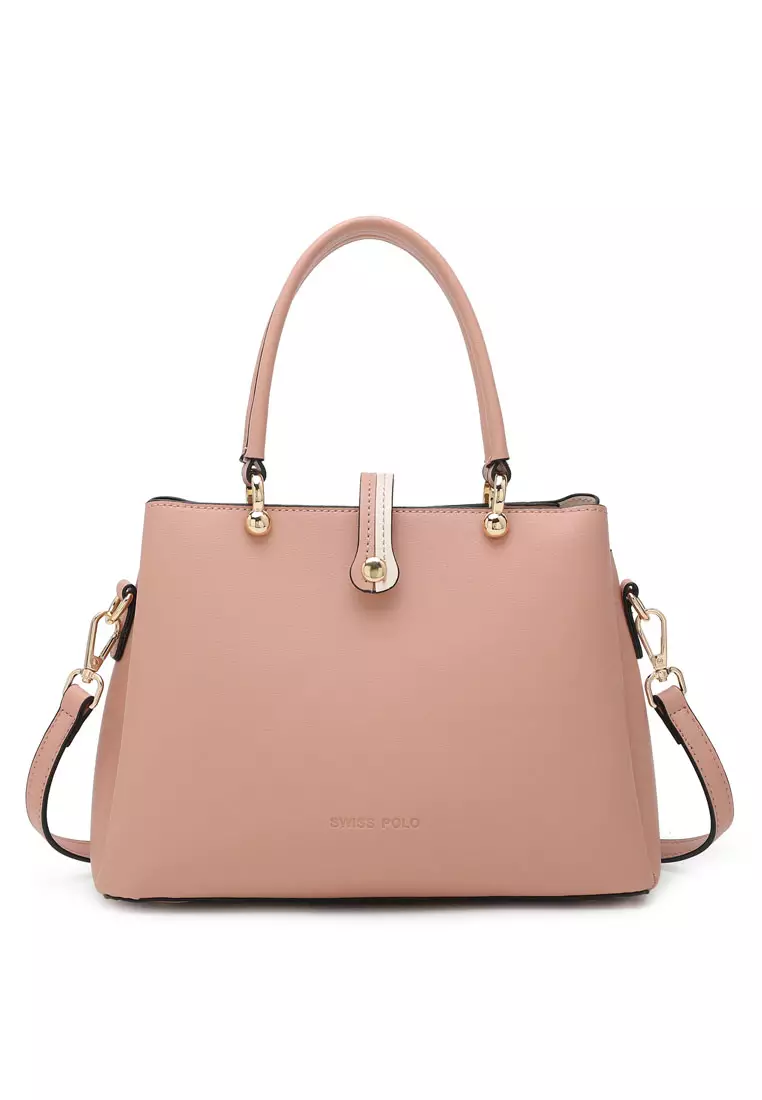 Women's Contrast Top Handle Bag / Shoulder Bag / Crossbody Bag - Pink
