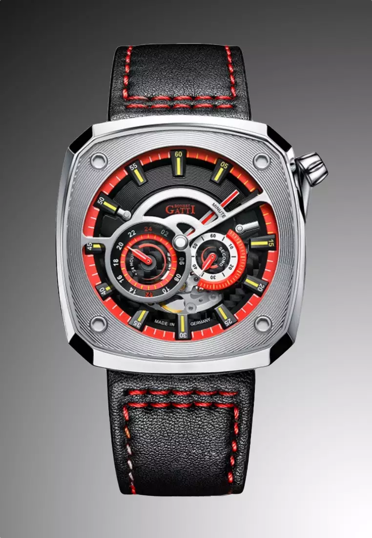Automatic Unisex Stainless Steel Watch, Leather Strap