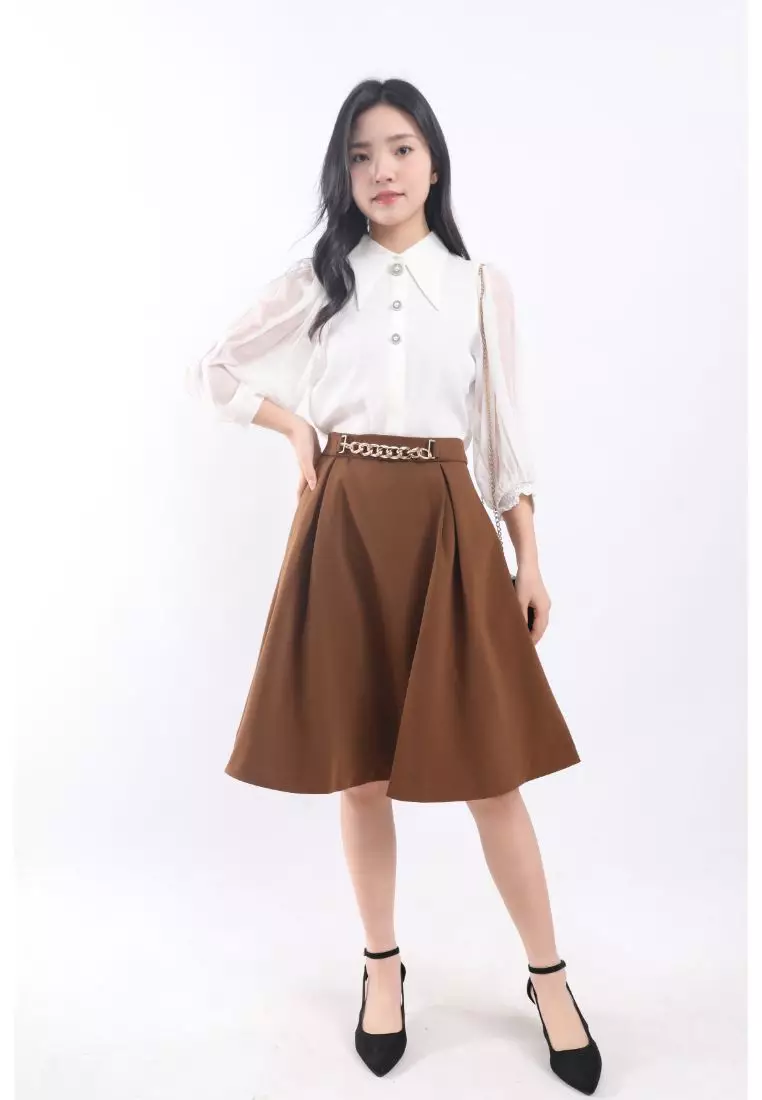 Brown leather skirt clearance quest