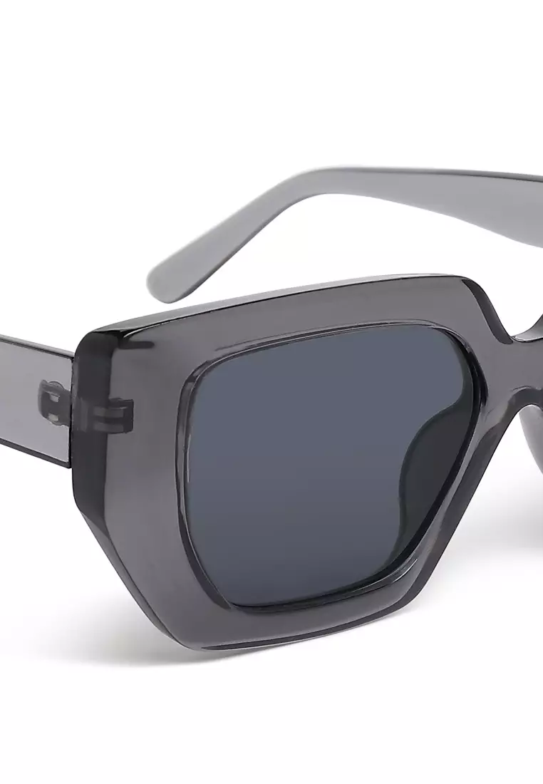 Kacamata Hitam Kotak Mata Kucing Besar Warna Abu-abu